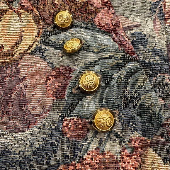 Vintage Rennie & Rose Floral Tapestry Double Breasted Vest - Picture 5 of 7